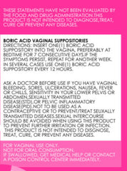 Yoni Treats™ Boric Acid Suppositories – 600mg | 30 ct | pH Restore & BV Relief